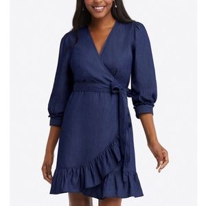 Draper James Reba Wrap Chambray Dress Size 6